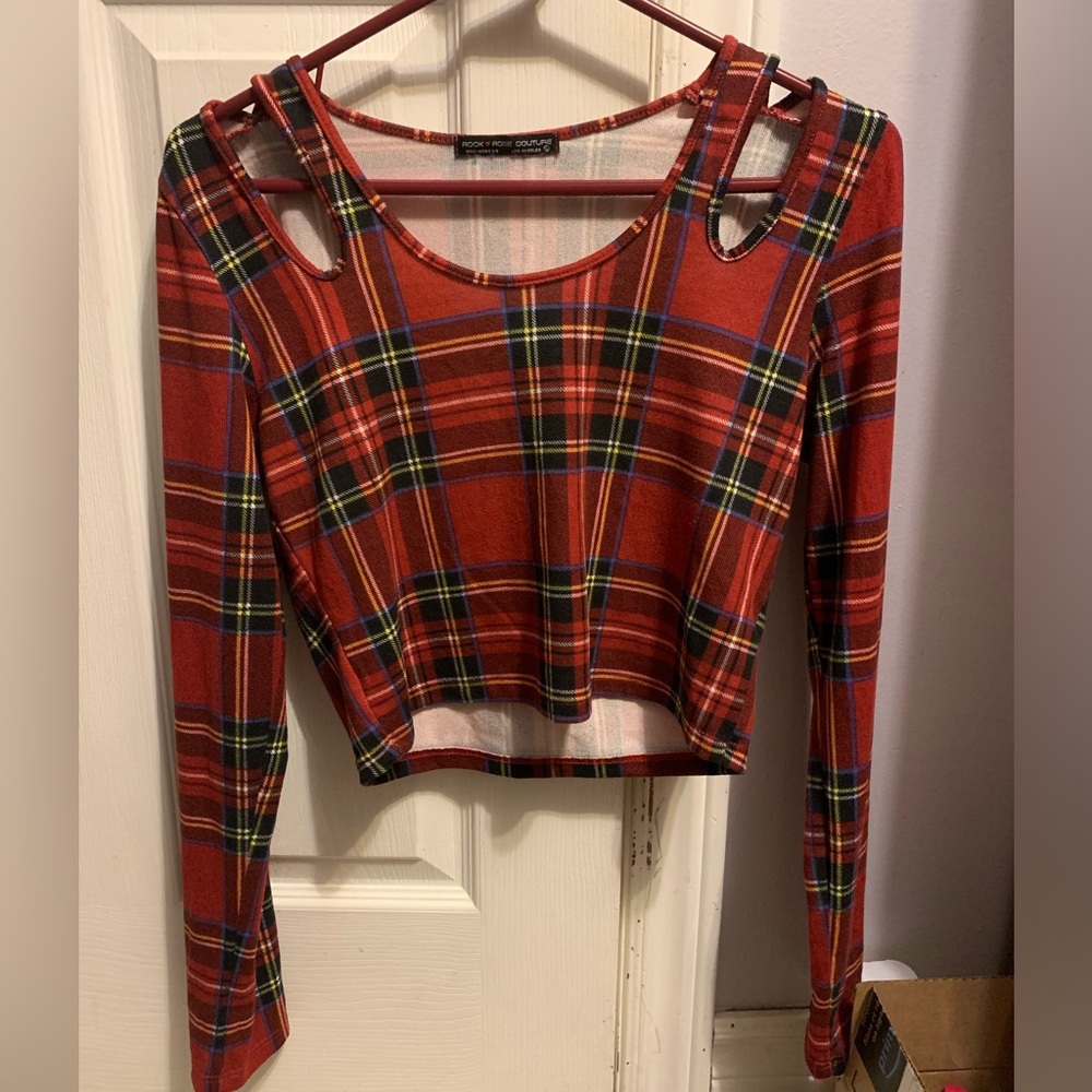 Rock Rose Couture || Long sleeve plaid crop top